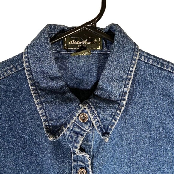 Eddie Bauer Women’s Denim Jean Shirt Jacket Size Small Button Up Shacket Outdoor - Picture 4 of 8